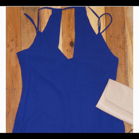 Three of Something Royal Blue Dress V-Neck w/ Deep V Back Keyhole NWOT Large - Picture 3 of 5